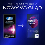 Durex Intense, condooms met stimulerende gel, geribbeld met bies, 10 stuks