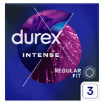 Durex Intense, preservativos con gel estimulante, acanalados con tachuelas, 3 piezas