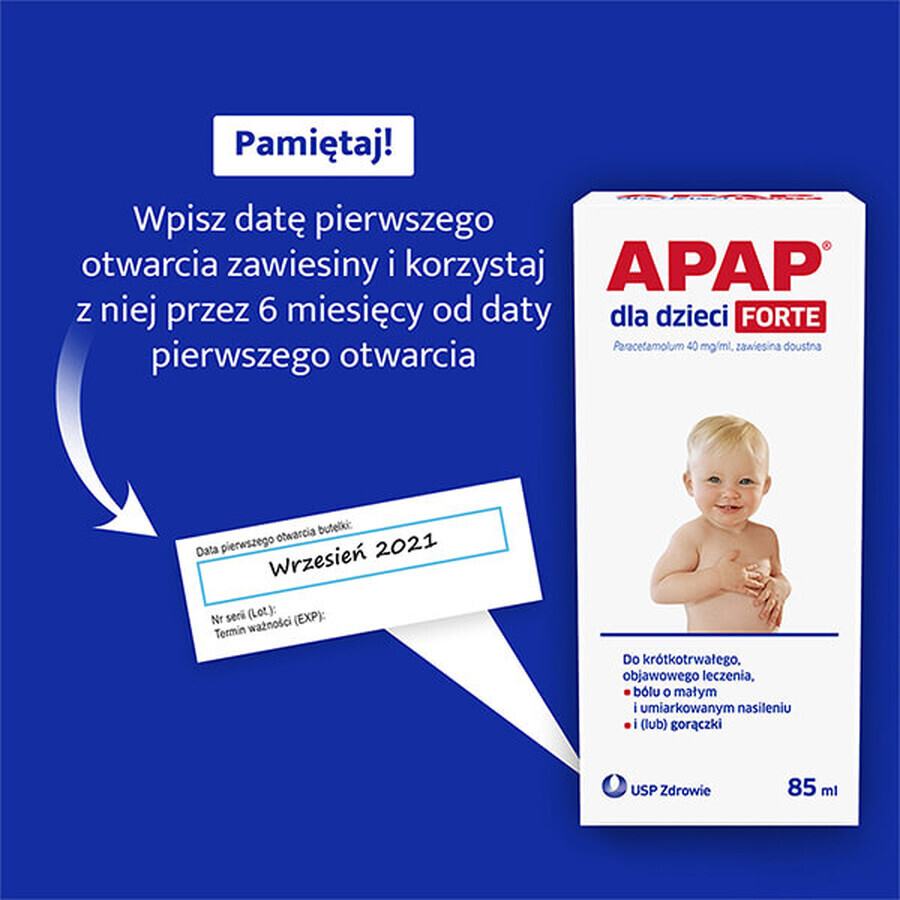 Apap für Kinder Forte 40 mg/ml, Suspension zum Einnehmen, 85 ml