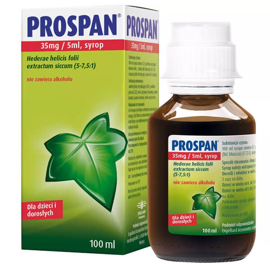 Prospan 35 mg/ 5 ml, jarabe para niños y adultos, 100 ml