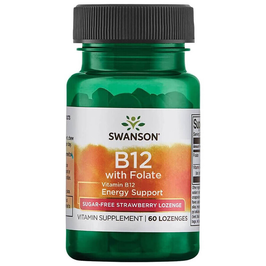 Swanson B-12 con Folato, vitamina B12 y ácido fólico, 60 comprimidos sublinguales