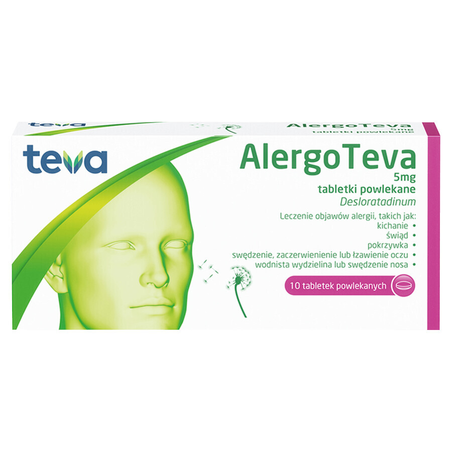 Alergo Teva 5 mg, 10 comprimidos recubiertos con película