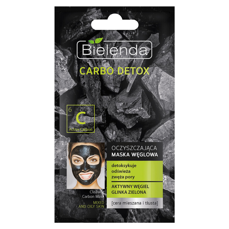 Bielenda Carbo Detox, reinigende Holzkohlemaske, Mischhaut und fettige Haut, 8 g