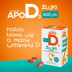 ApoD3 Żujki, vitamina D3 800 UI para niños mayores de 3 años, sabor a naranja, 30 cápsulas masticables blandas