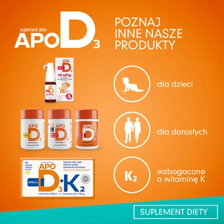 ApoD3 Żujki, vitamina D3 800 UI para niños mayores de 3 años, sabor a naranja, 30 cápsulas masticables blandas