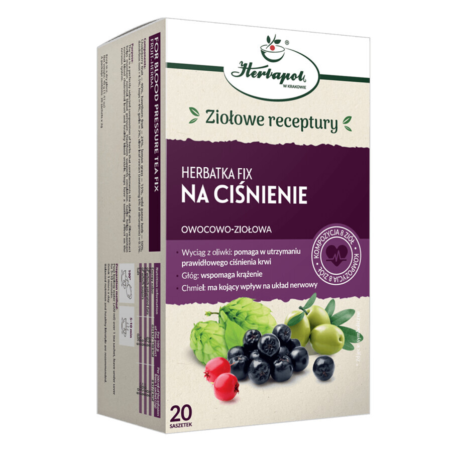 Herbapol Na Ciśnienie, té reparador de frutas y hierbas, 2 gx 20 sobres