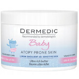 Dermedic Linum Emolient Baby, manteca hidratante intensiva para rostro y cuerpo desde el 1er día de vida, pieles secas, muy secas y atópicas, 225 g