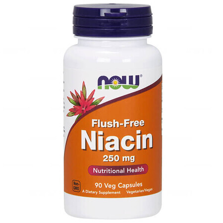 Now Foods Flush-Free Niacin, niacina 250 mg, 90 cápsulas