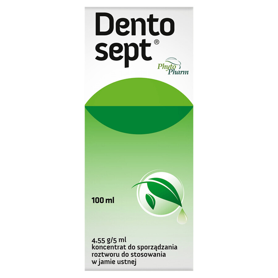 Dentosept 4,55 g/ 5 ml, concentrado para preparar una solución para uso en la cavidad bucal, 100 ml