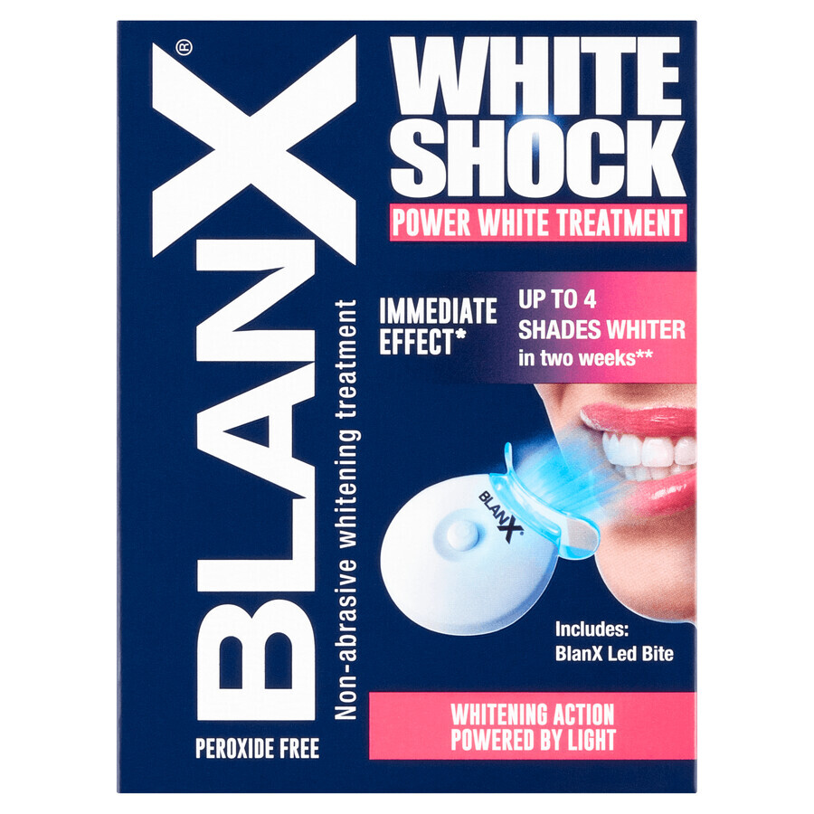 BlanX White Shock, sistem de albire a dinților, pastă de dinți, 50 ml + Blanx Led Bite