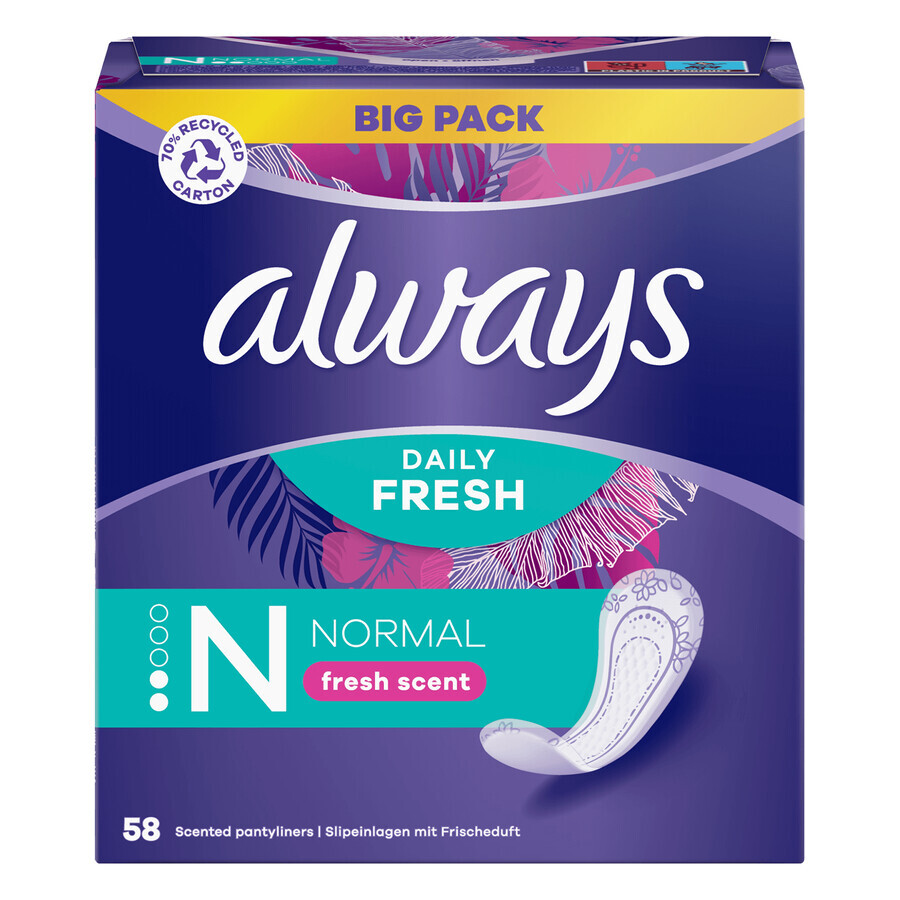 Always Dailies Fresh Protect, serviettes hygiéniques, Normal, 58 pcs