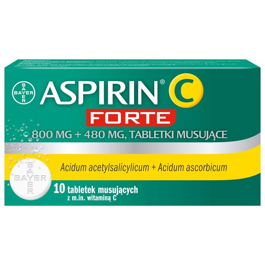 Aspirin C Forte 800 mg + 480 mg, 10 comprimate efervescente