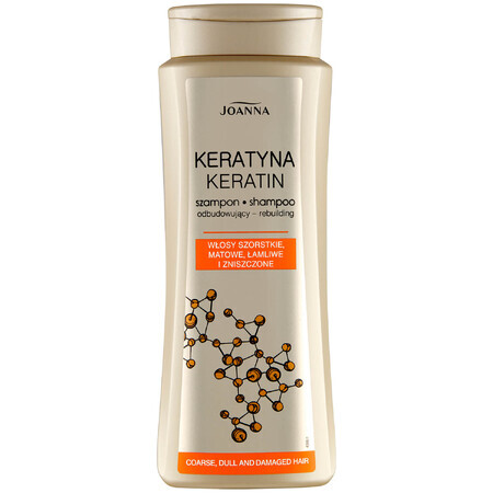 Joanna Keratin, shampooing reconstructeur pour les cheveux rêches, ternes, cassants et abîmés, 400 ml