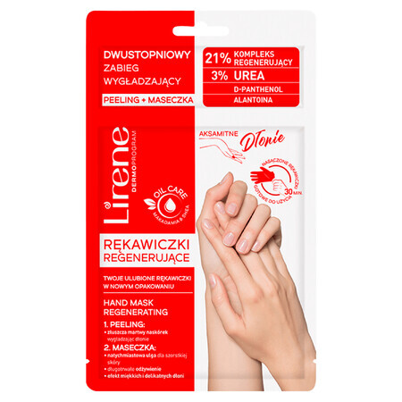 Lirene Velvet Hands, guantes regeneradores, tratamiento alisador en dos etapas, 1 par