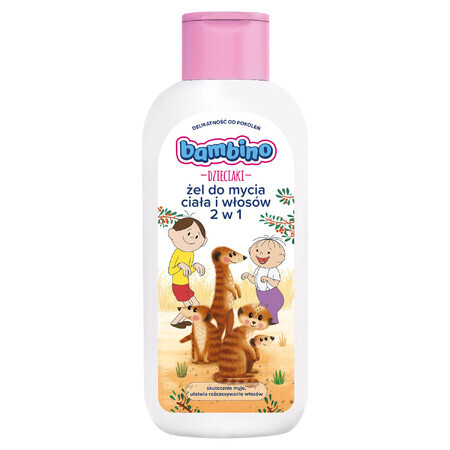 Bambino Kids, Gel lavacabezas y corporal 2 en 1, Bolek i Lolek i surykatki, a partir de 1 año, 400 ml