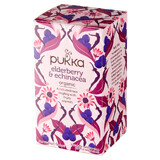 Pukka Elderberry &amp; Echinacea Organic, té de frutas y hierbas, equinácea morada y baya de saúco, aromatizado, 2 gx 20 sobres