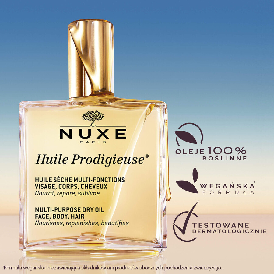 Nuxe Huile Prodigieuse, aceite seco multifunción para cuerpo, rostro y cabello, 100 ml