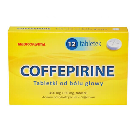 Coffepirine Cefalea Comprimidos 450 mg + 50 mg, 12 comprimidos