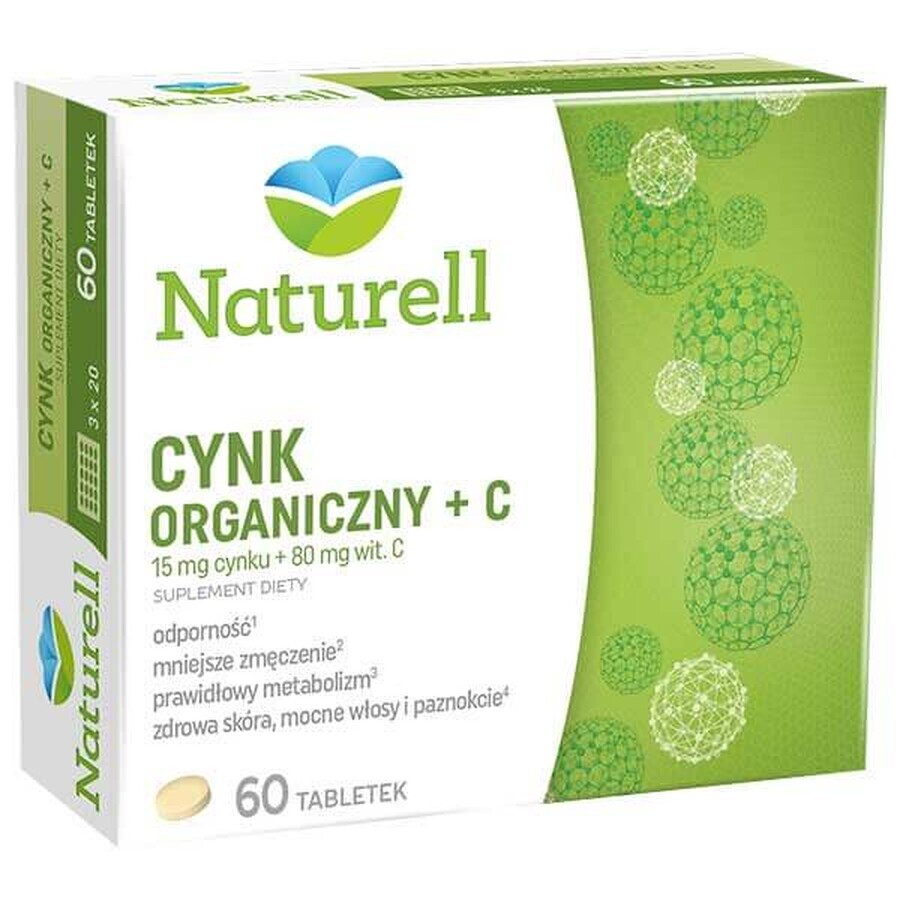 Naturell Zinc Orgánico + C, 60 comprimidos