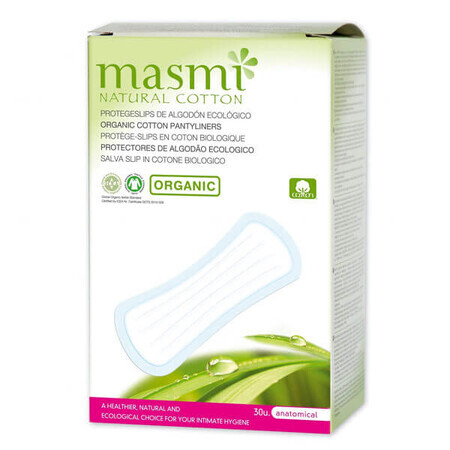 Masmi Natural Cotton, organic cotton sanitary pads, anatomical, 30 pieces