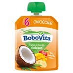 BoboVita Mousse en tubo, plátano con mango y coco, después de 6 meses, 80 g