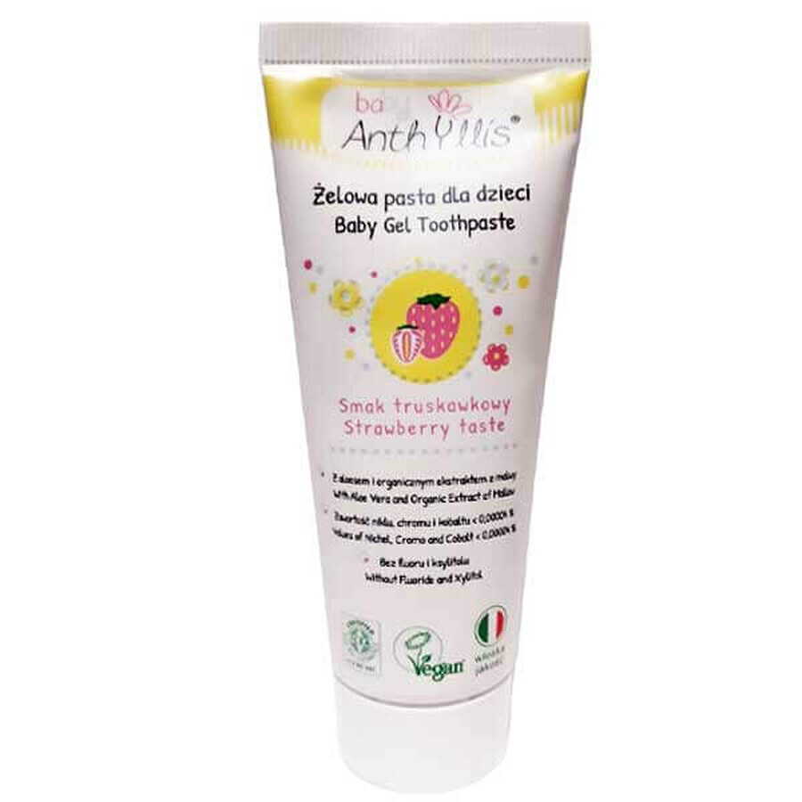 Anthyllis Baby, pasta de dientes sin flúor, sabor fresa, 75 ml