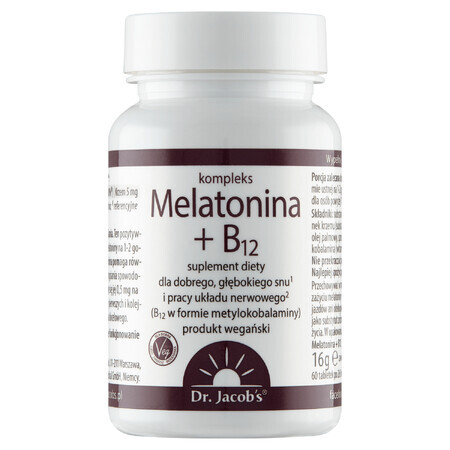 Dr. Jacob's Melatonin + B12 Complex, 60 tablets