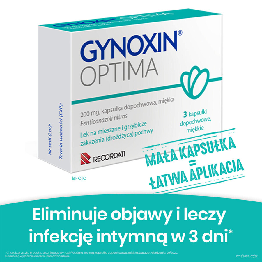 Gynoxin Optima 200 mg, 3 capsule vaginale moi