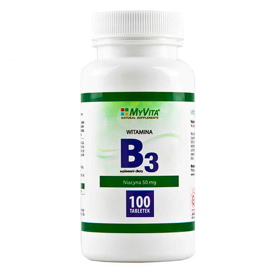 MyVita Vitamina B3, niacina 50 mg, 100 comprimidos