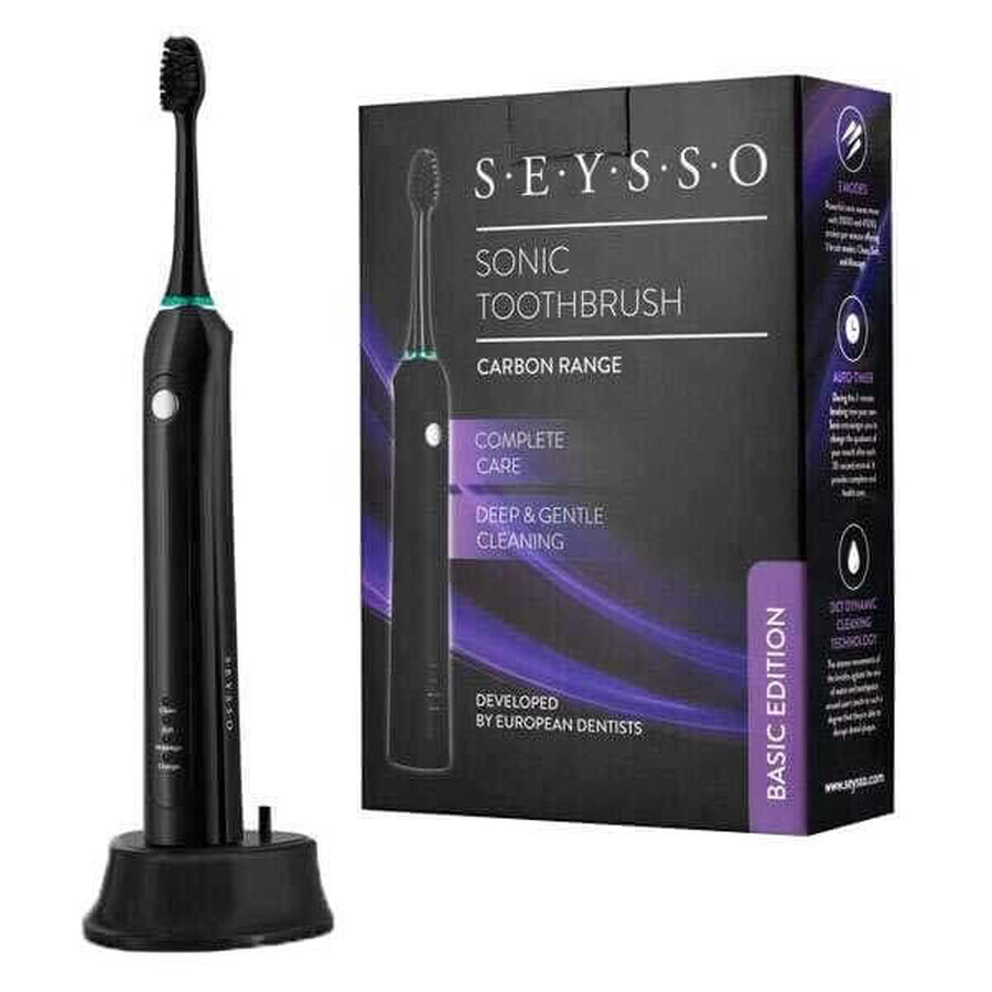 Seysso Carbon Basic, cepillo de dientes sónico, negro, 1 pieza