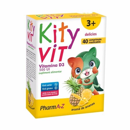 KityVIT Vitamina D3, sabor piña, 40 comprimidos masticables, PharmA-Z