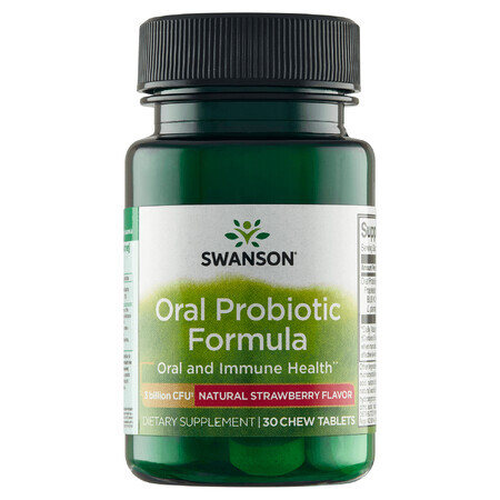 Swanson Oral Probiotic Formula, sabor fresa, 30 pastillas para chupar