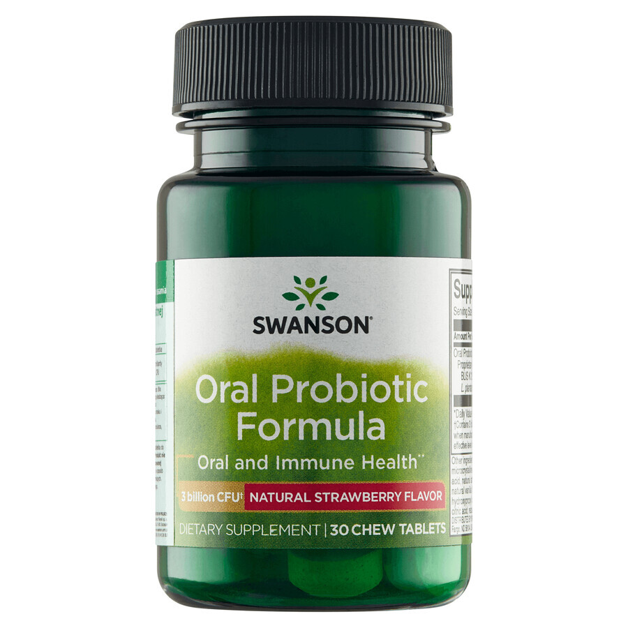 Swanson Oral Probiotic Formula, sabor fresa, 30 pastillas para chupar