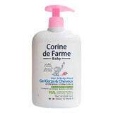 Corine de Farme Baby, gel limpiador suave 2 en 1 para cuerpo y cabello, desde el nacimiento, con extracto de flor de almendro, 500 ml