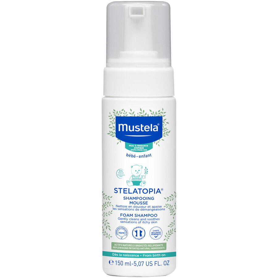 Mustela Stelatopia, champú espuma para bebés, 150 ml