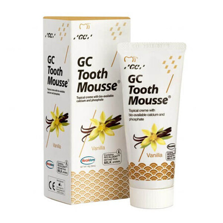 GC Tooth Mousse, pâte topique, saveur vanille, sans fluor, 35 ml