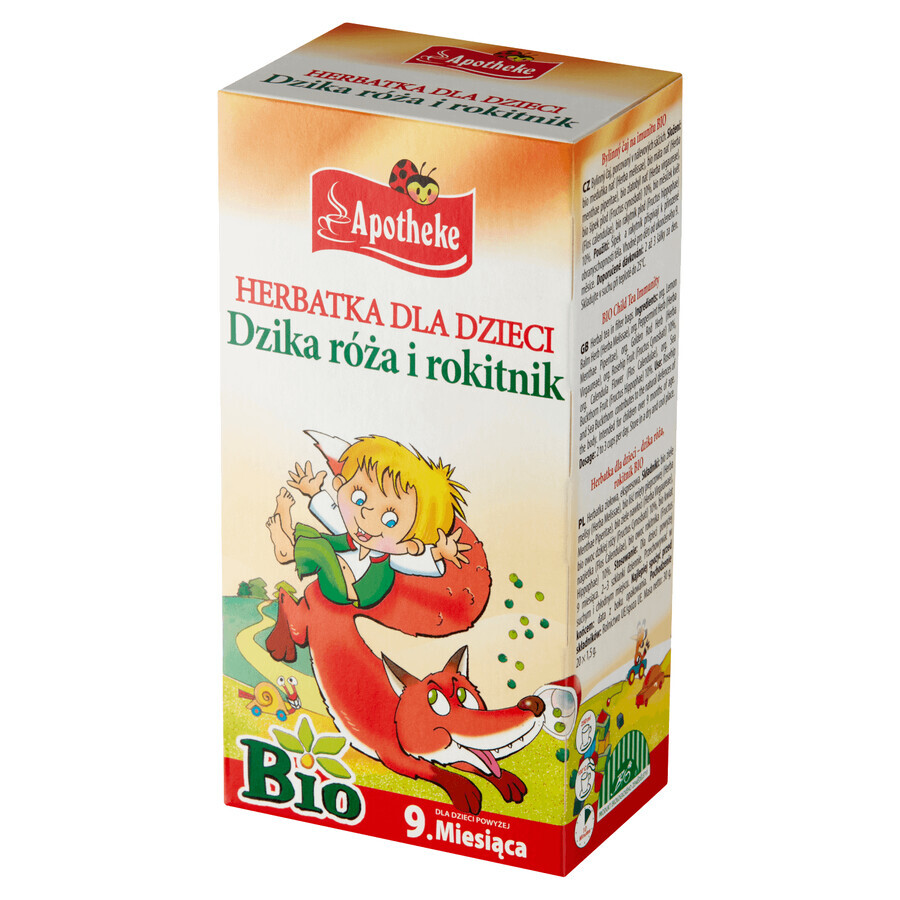 Apotheke Rosa Silvestre y Espino Amarillo Bio, té para niños mayores de 9 meses, 1,5 gx 20 sobres