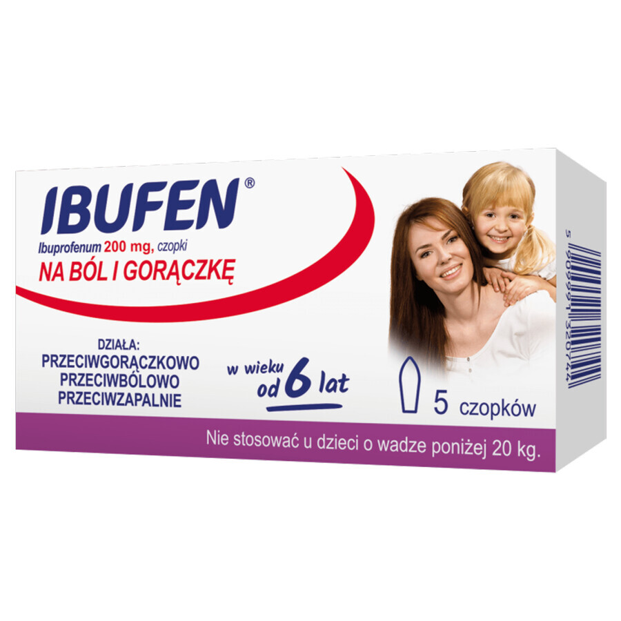 Ibufen Baby 200 mg, supposte a partire dai 6 anni di età, 5 unità