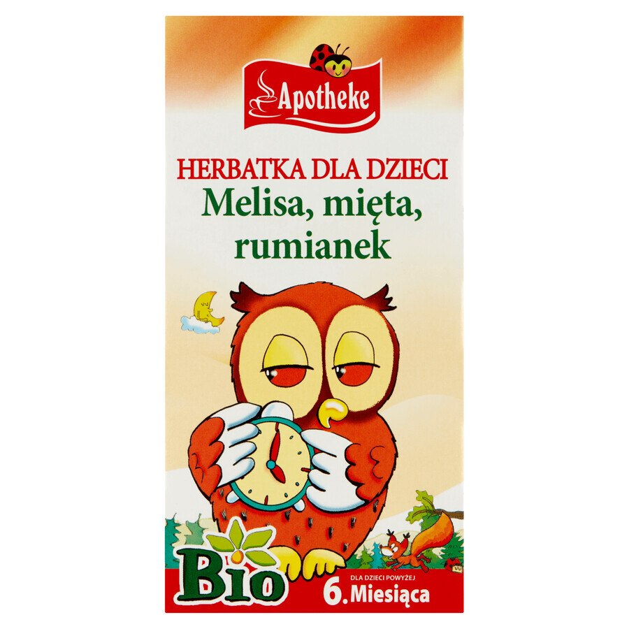 Apotheke Calming Bio, té para niños mayores de 6 meses, 1,5 g x 20 bolsitas