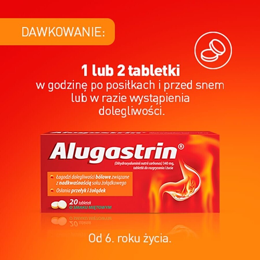 Alugastrina 340 mg, gusto menta, 20 compresse masticabili