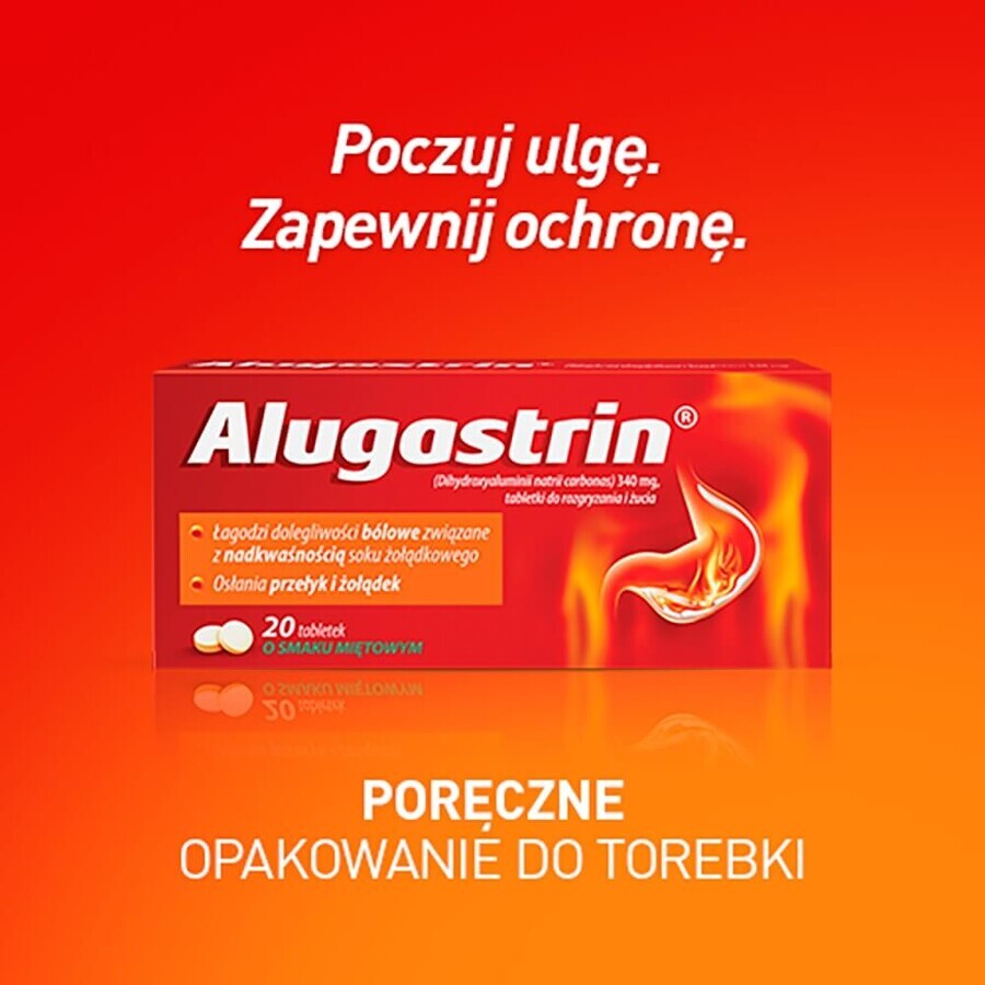 Alugastrina 340 mg, gusto menta, 20 compresse masticabili