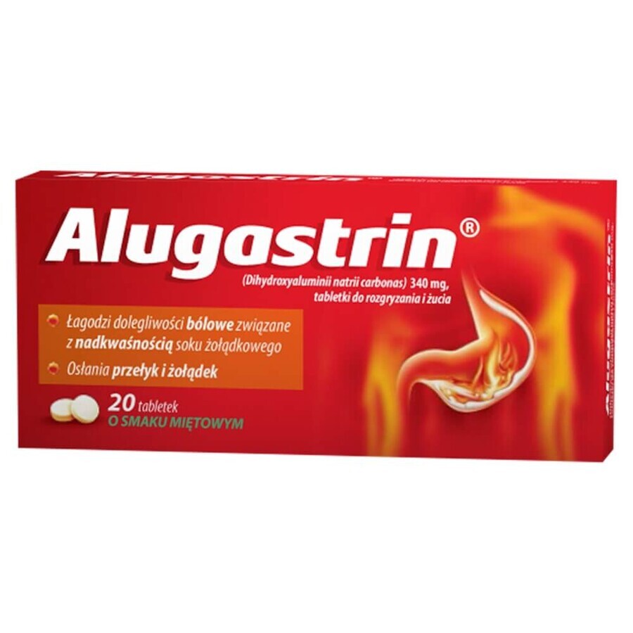 Alugastrina 340 mg, gusto menta, 20 compresse masticabili