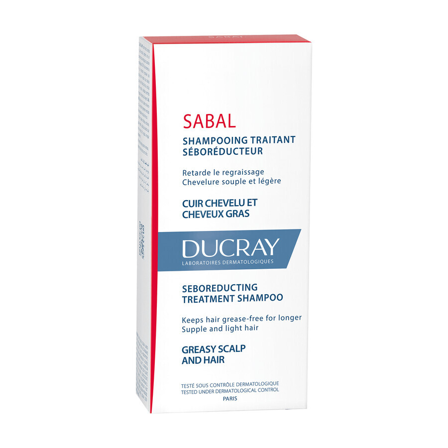 Ducray Sabal, champú seborreductor para cabellos grasos, 200 ml