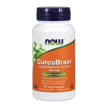 Now Foods CurcuBrain 400 mg, Kurkuma, 50 vegetarische Kapseln