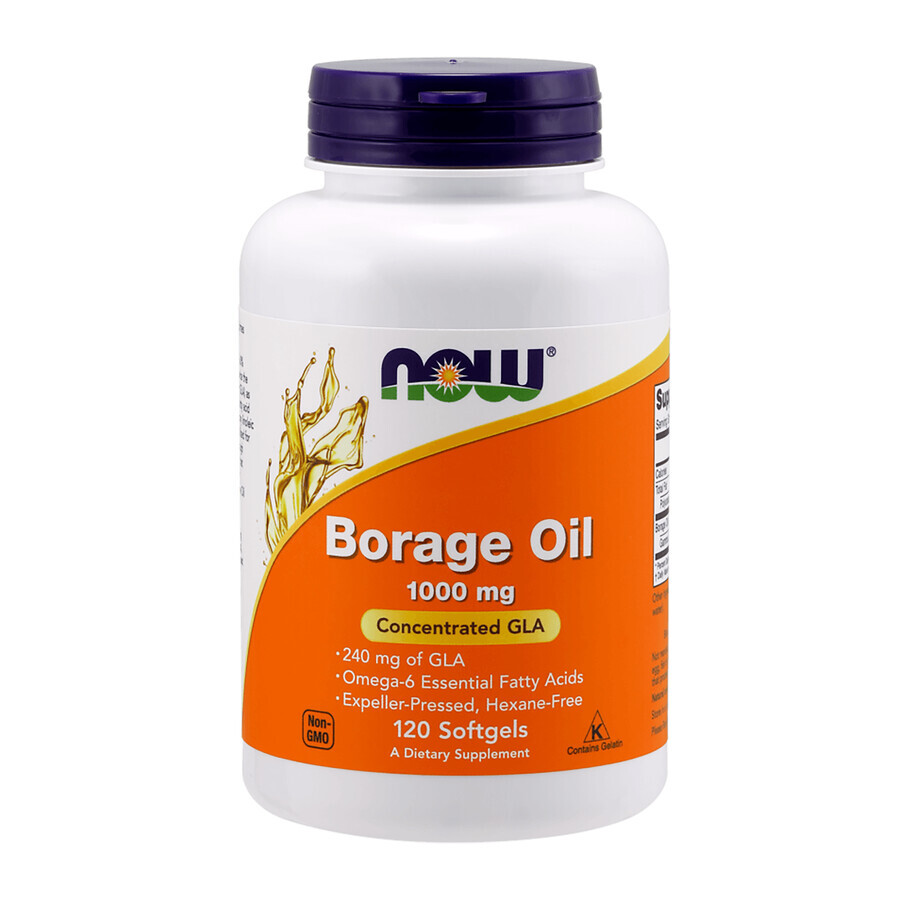 Now Foods Borage Oil 1000mg, Borage Seed Oil, 120 Capsules