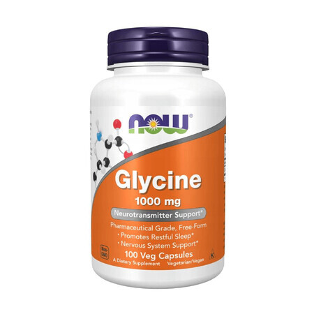 Now Foods Glycine 1000 mg, glicina, 100 cápsulas vegetales