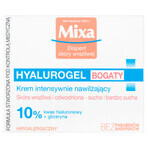 Mixa Hyalurogel, crema hidratante 24 horas, pieles ricas, secas y muy secas, 50 ml