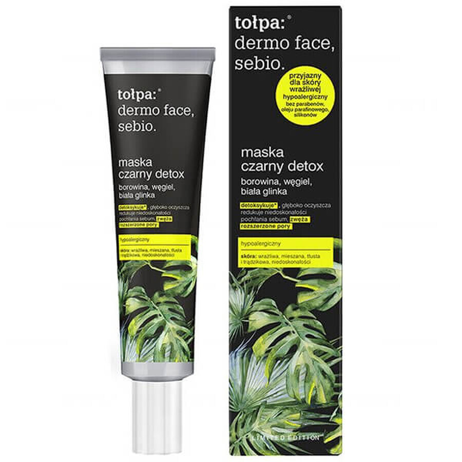 Tołpa Dermo Face Sebio, mascarilla detox negra, 40 ml