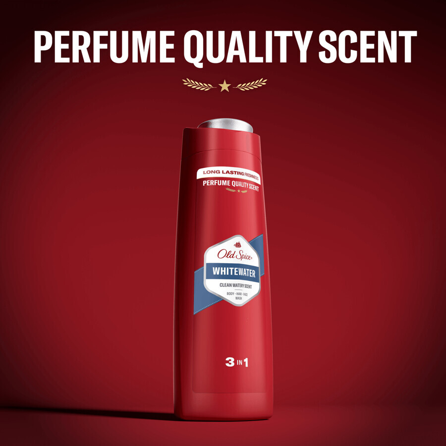 Old Spice, Gel de ducha 3 en 1 para cuerpo, cabello y rostro, Whitewater, 400 ml