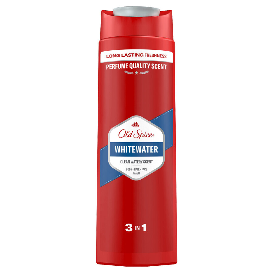 Old Spice, Gel de ducha 3 en 1 para cuerpo, cabello y rostro, Whitewater, 400 ml